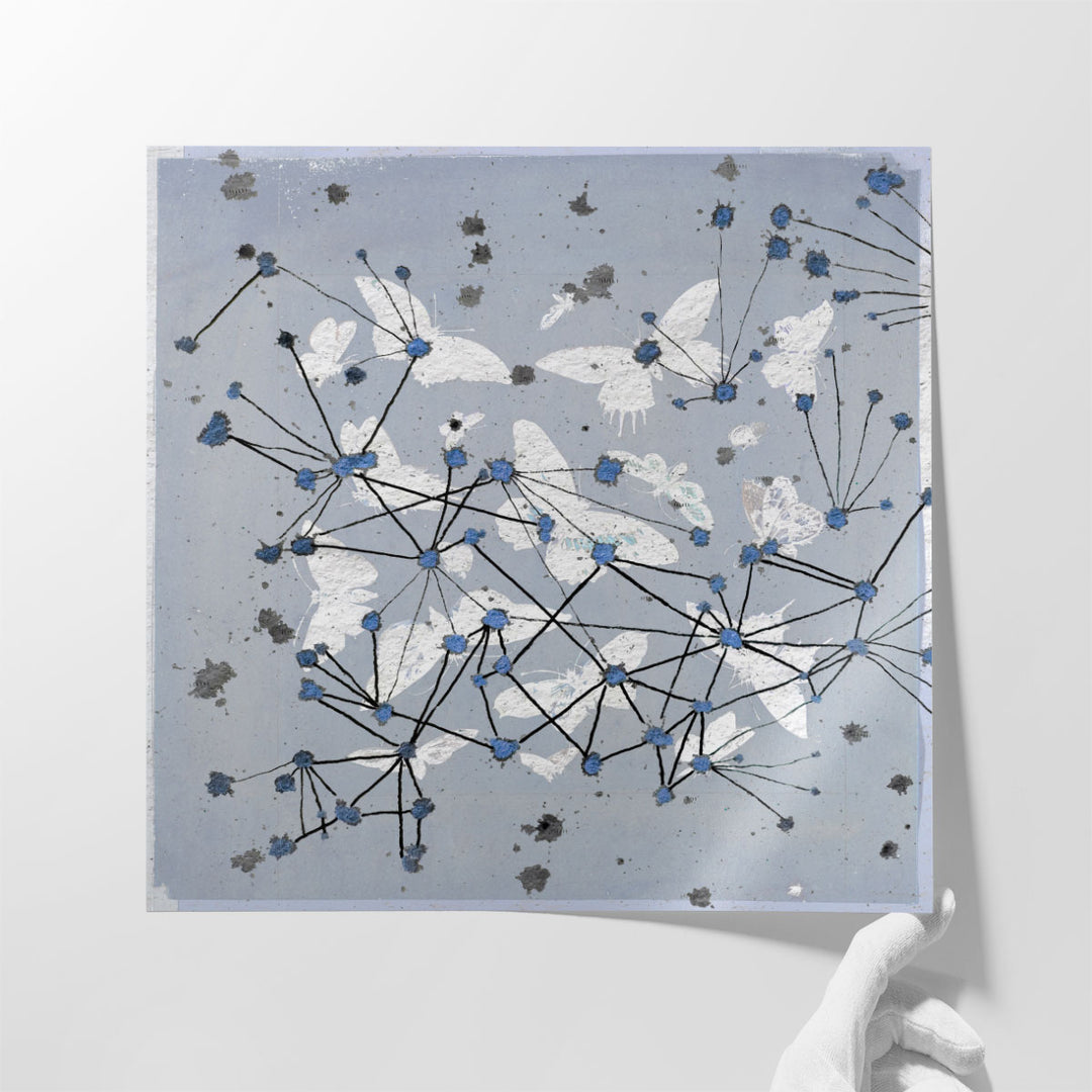 19th Century Butterfly Constellations in Blue I - Canvas Print Wall Art