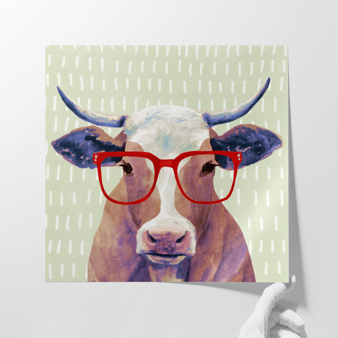 Bespectacled Bovine I - Canvas Print Wall Art