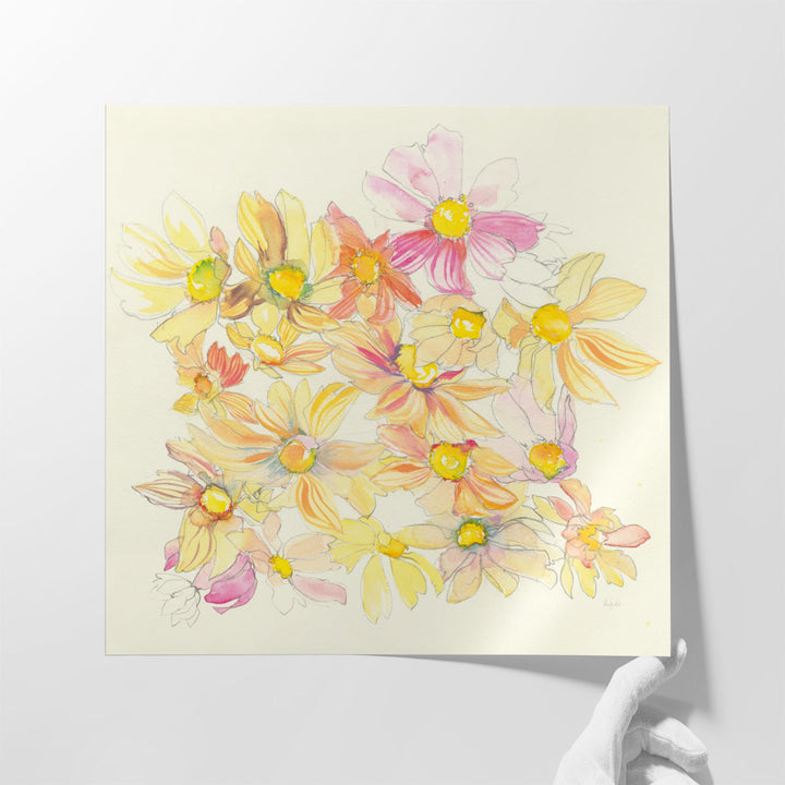 Pastel Garden Daisies - Canvas Print Wall Art