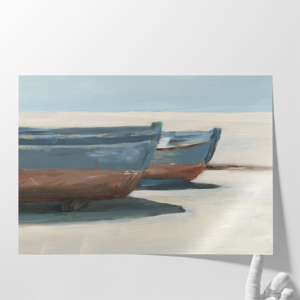 Beached Blue Boats I - Canvas Print Wall Art