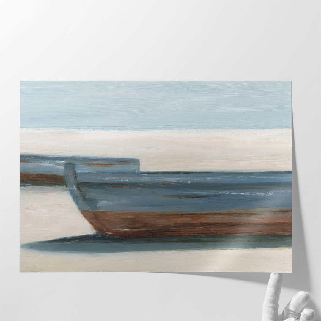 Beached Blue Boats II - Canvas Print Wall Art