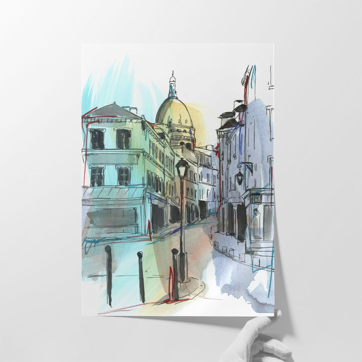 European Street Sketch I - Canvas Print Wall Art