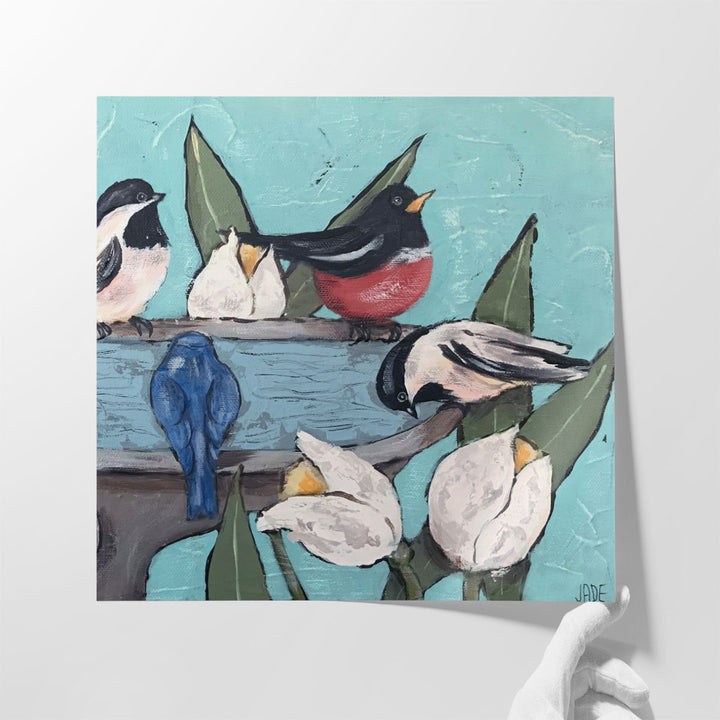 Garden Bird Bath Party II - Canvas Print Wall Art