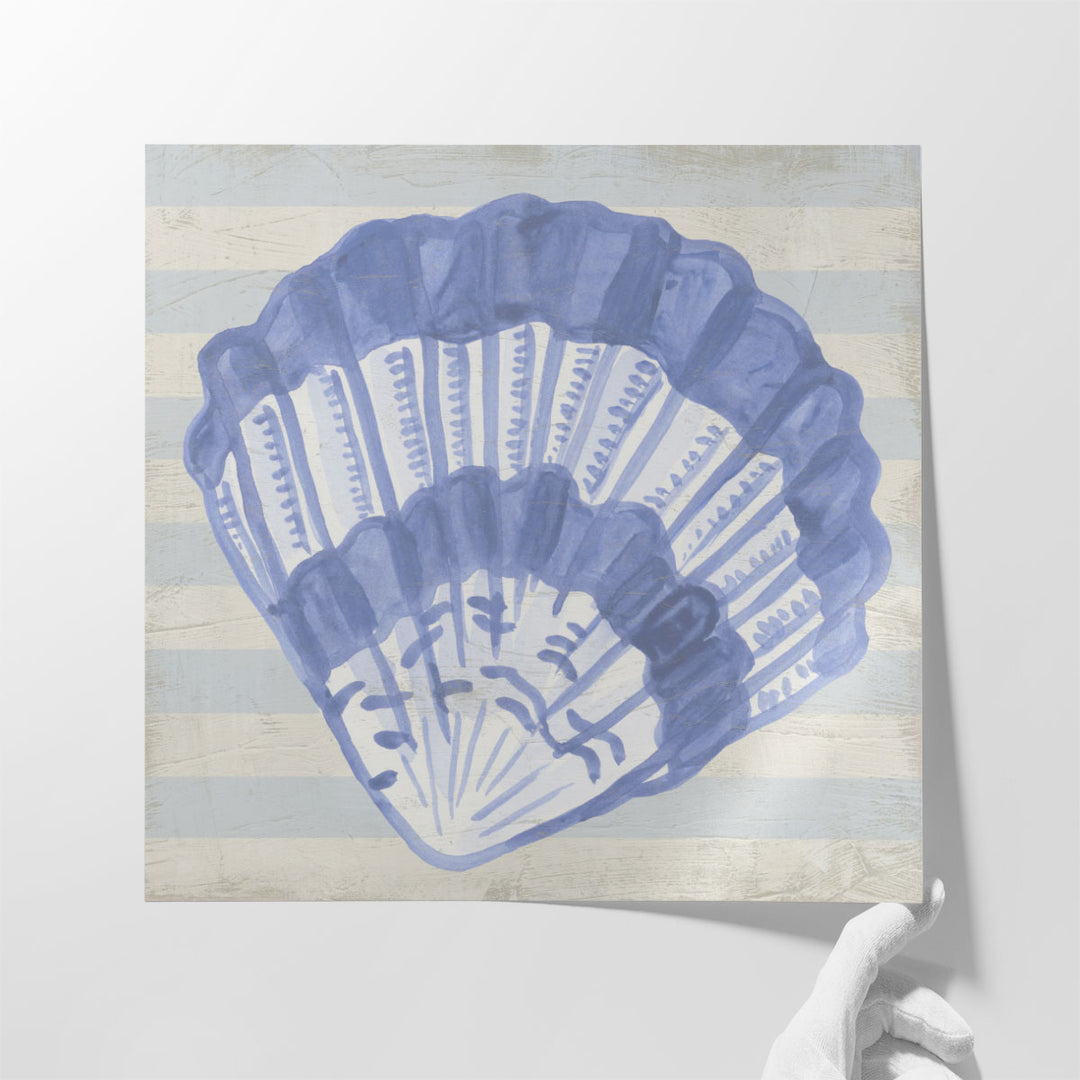 Blue Shell on Stripes II - Canvas Print Wall Art