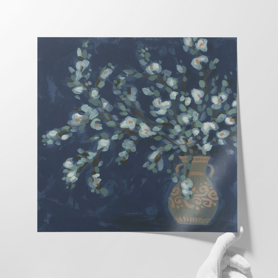 Midnight Indigo Blooms I - Canvas Print Wall Art