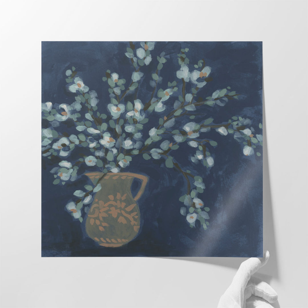 Midnight Indigo Blooms II - Canvas Print Wall Art