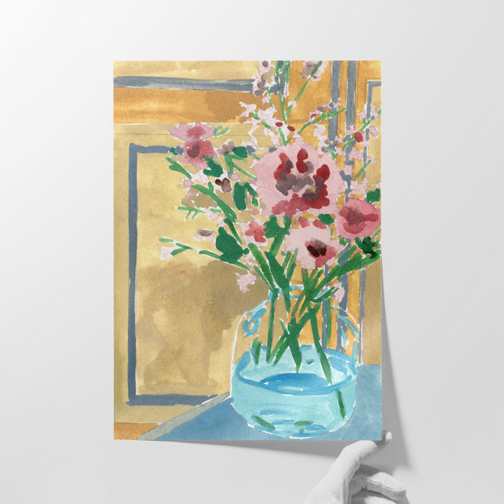 Flowers In Bottle I - Canvas Print Wall Art