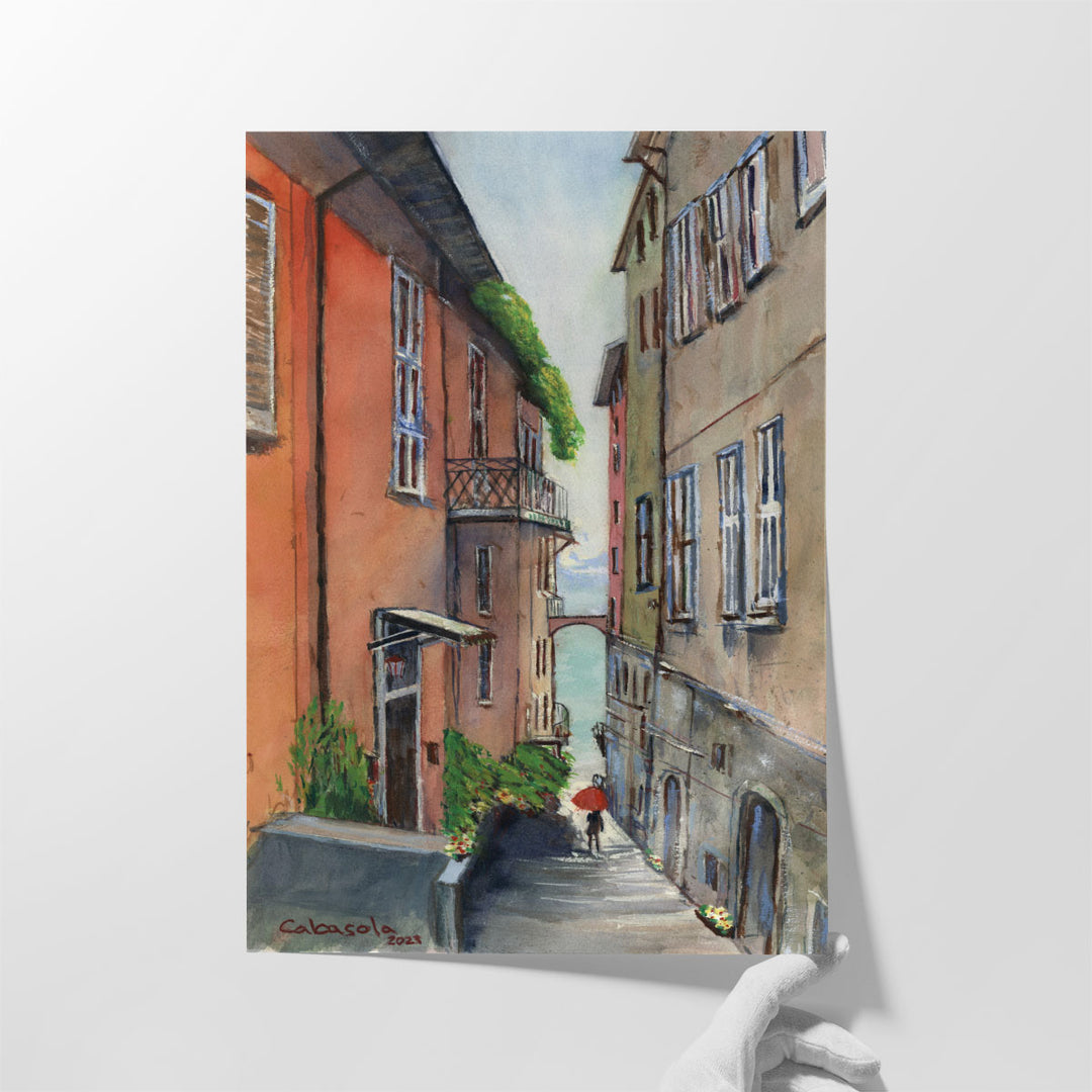 Street View Of Lake Como - Canvas Print Wall Art