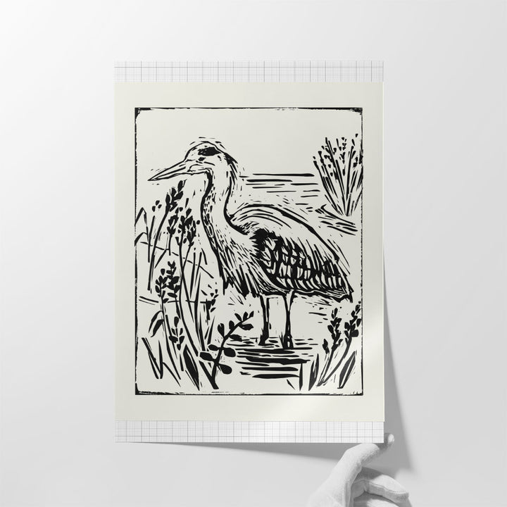 Linocut Style Seabird I - Canvas Print Wall Art