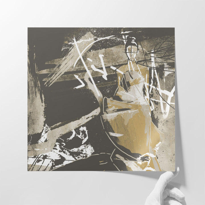 Beige Abstract Dress - Canvas Print Wall Art