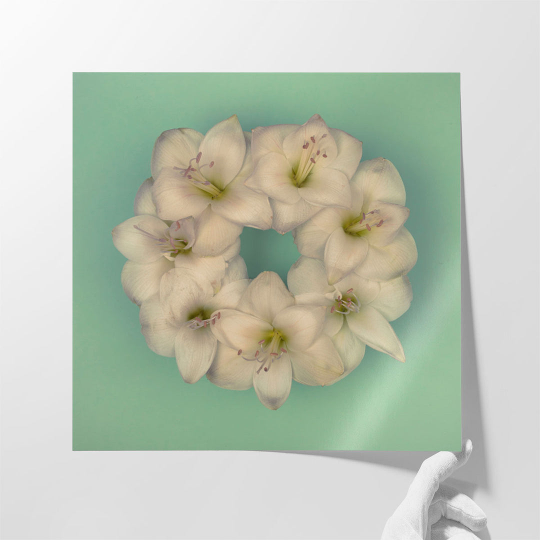 Amaryllis Flower Wreath 3 - Canvas Print Wall Art