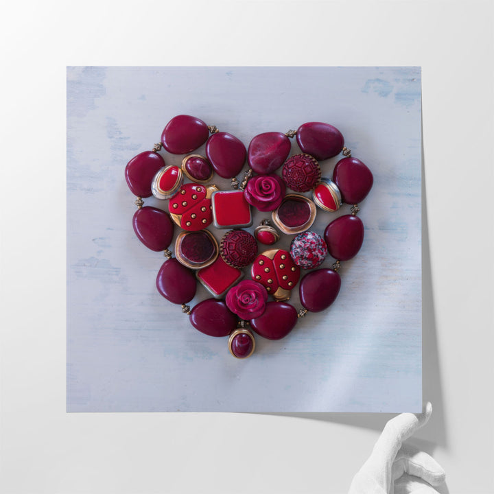 Heart Shaped Eclectic Jewellery - Canvas Print Wall Art