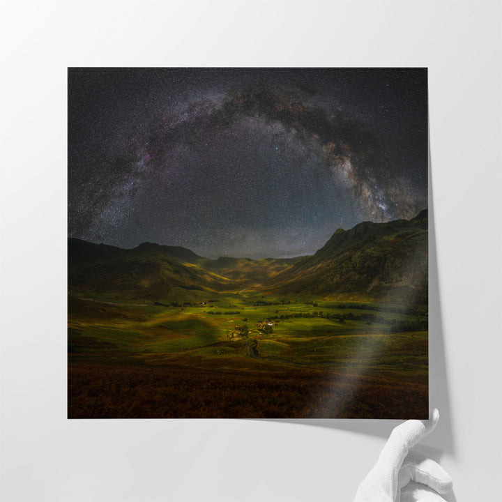 The Milky Way above Mickleden Valley, Lake District - Canvas Print Wall Art