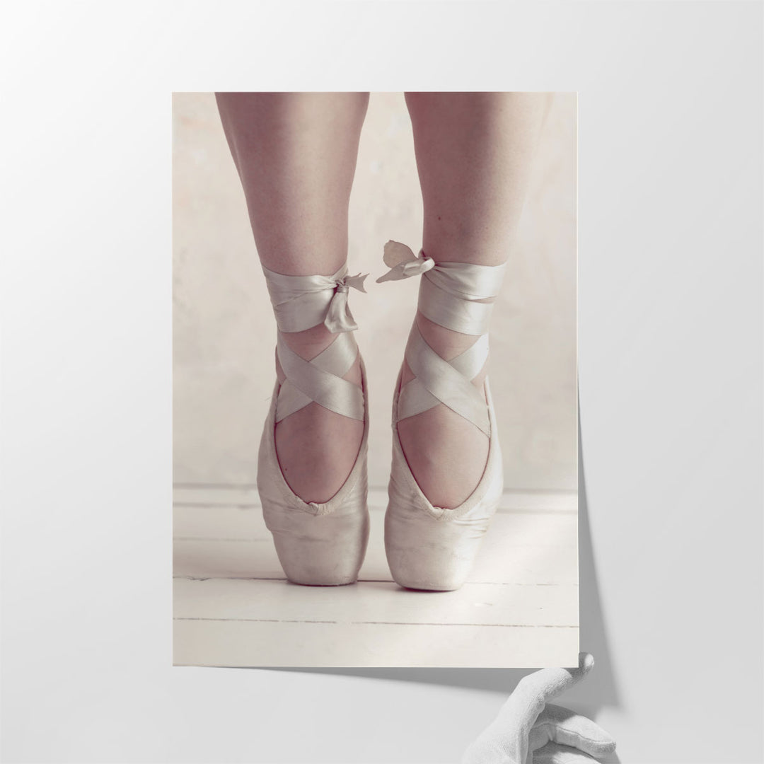 Close-up of a Ballerina Standing on Tiptoe 1 - Canvas Print Wall Art