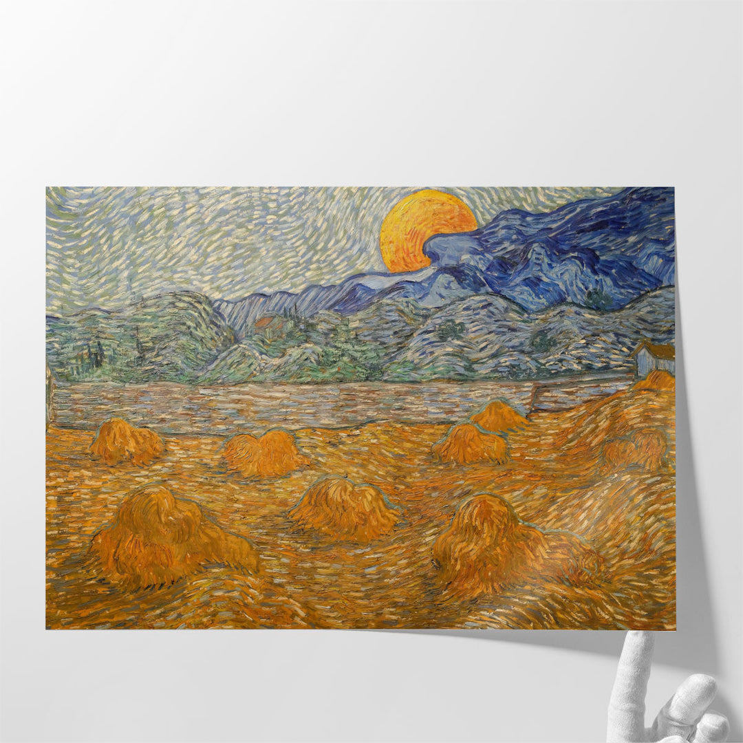 Landscape with Wheat Sheaves and Rising Moon, 1889 - Canvas Print Wall Art