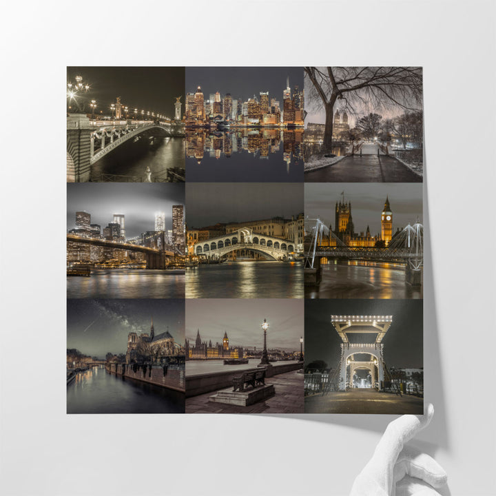 Collage of Dark City - Canvas Print Wall Art