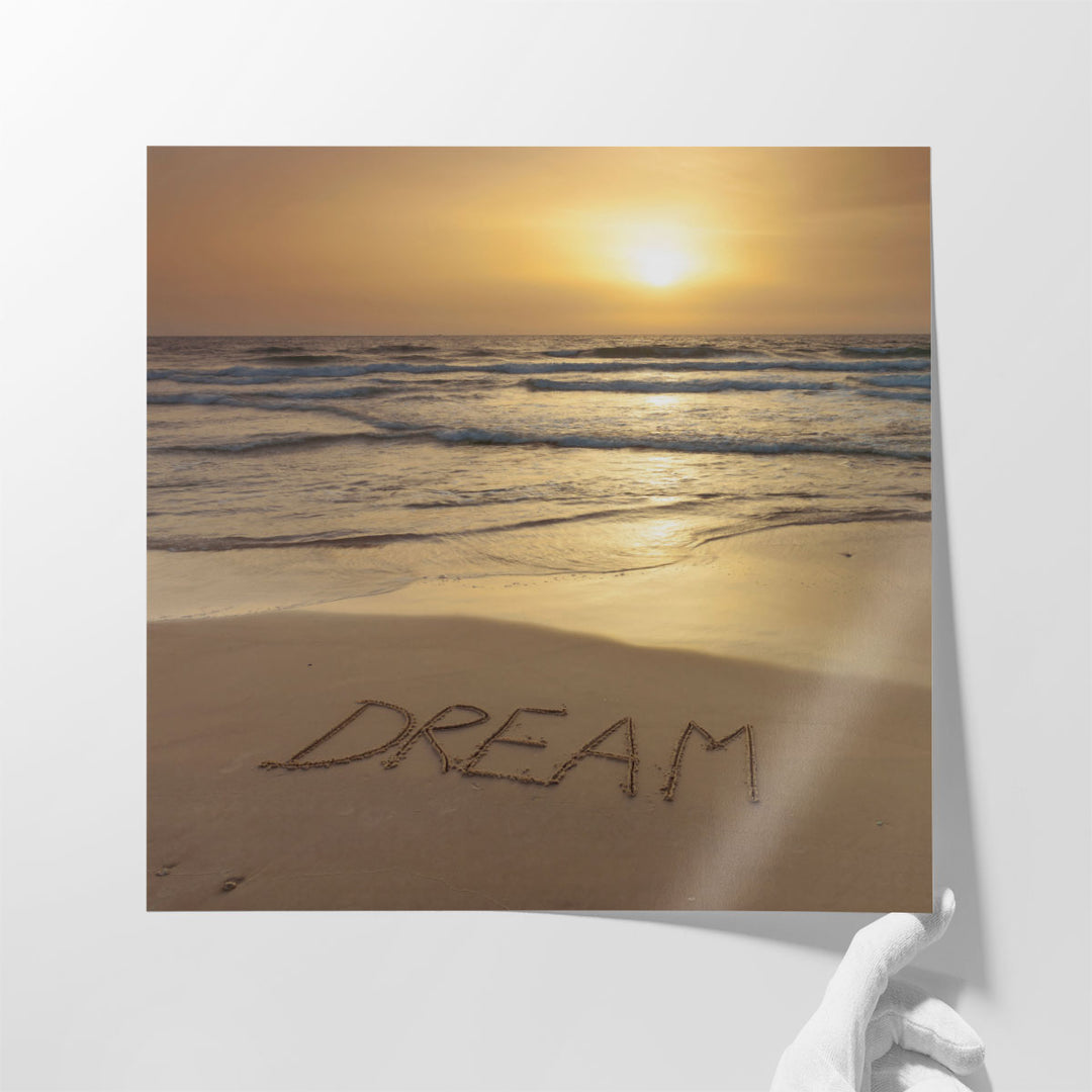 Dream Written on Beach - Canvas Print Wall Art