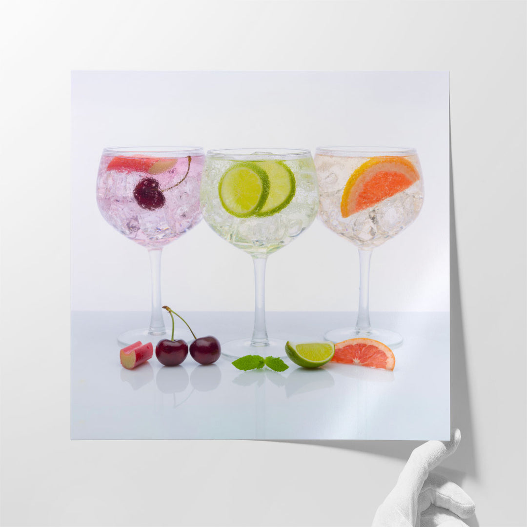 Gin Glasses with Fruits - Canvas Print Wall Art