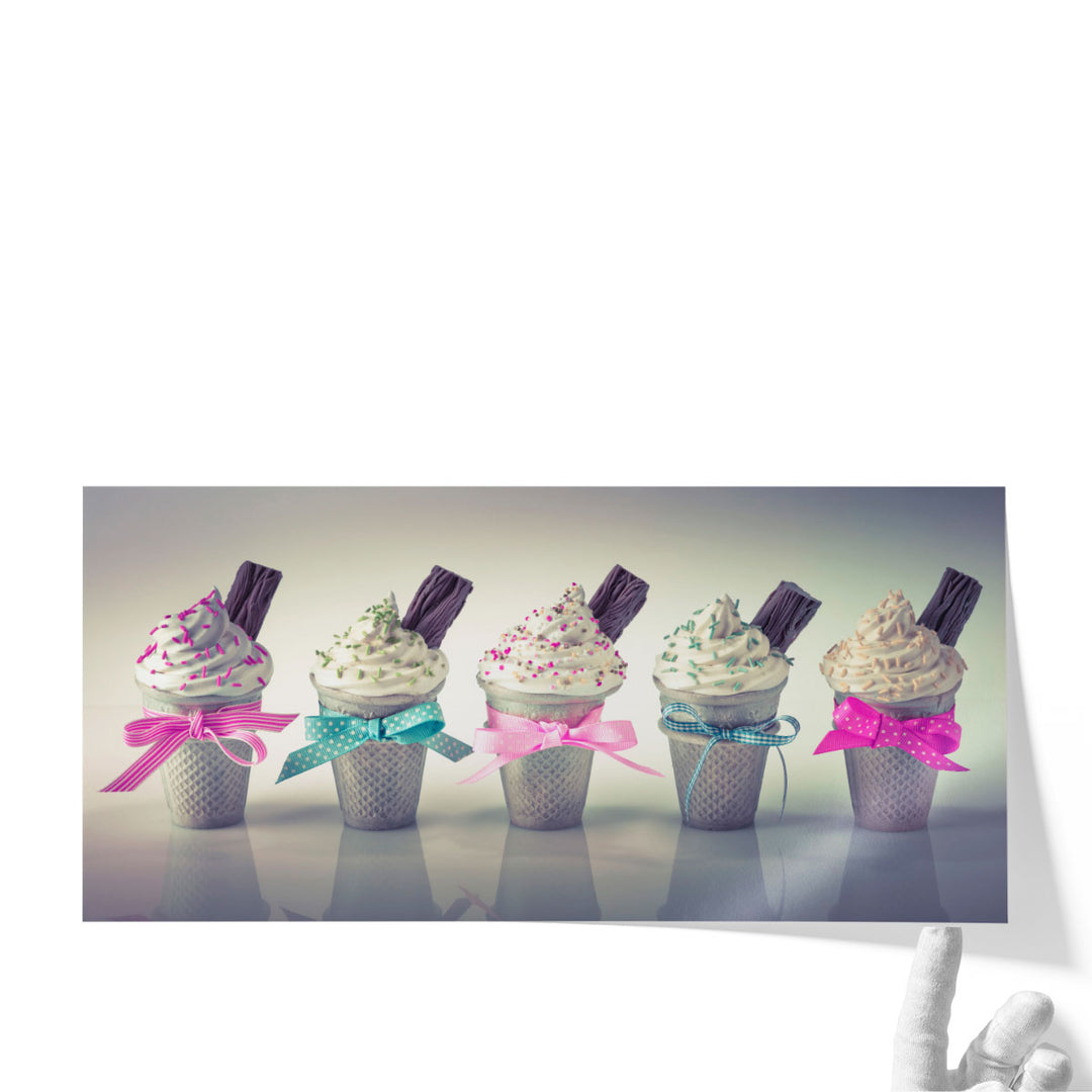 Whippy Ice Creams in a Row - Canvas Print Wall Art