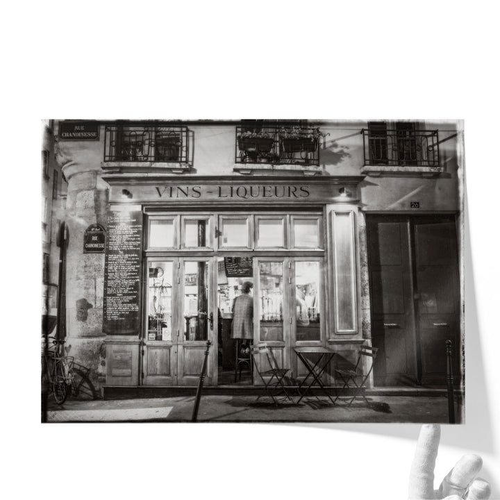 Bar In Paris Black And White - Canvas Print Wall Art