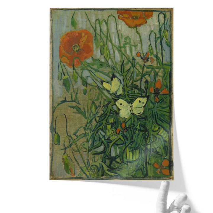 Butterflies and Poppies, 1890 - Canvas Print Wall Art