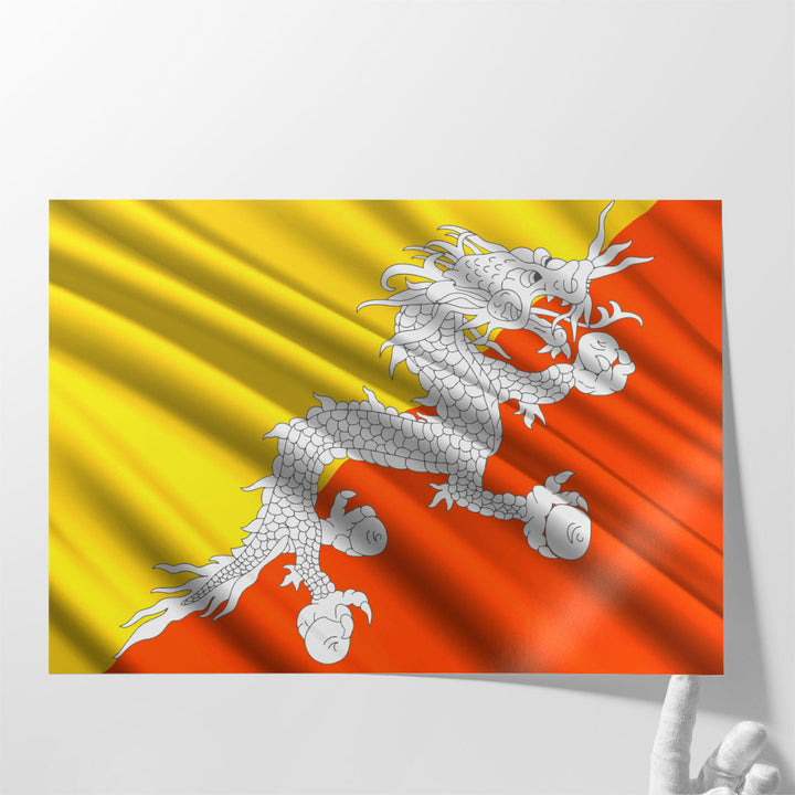 Bhutan Flag Waving - Canvas Print Wall Art