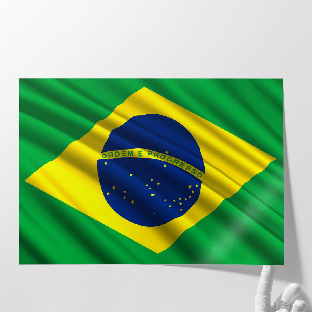 Brazil Flag Waving - Canvas Print Wall Art