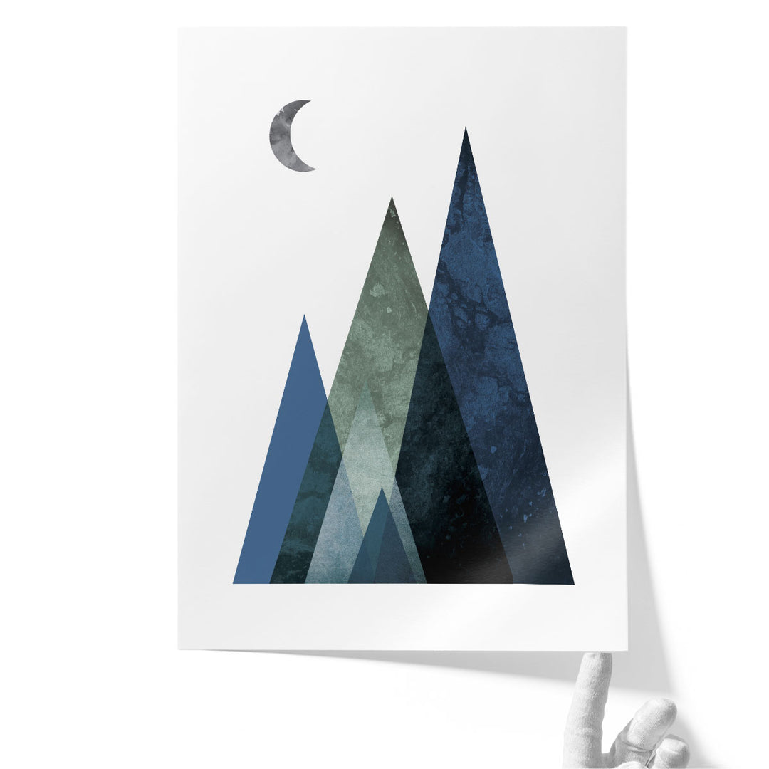 Scandi Blue Hunter Mountains 1 - Canvas Print Wall Art