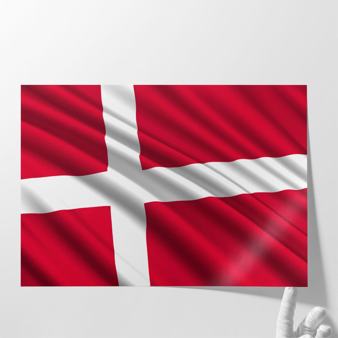 Denmark Flag Waving - Canvas Print Wall Art