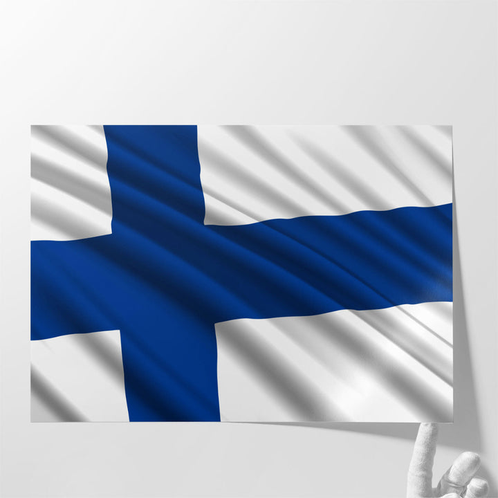 Finland Flag Waving - Canvas Print Wall Art