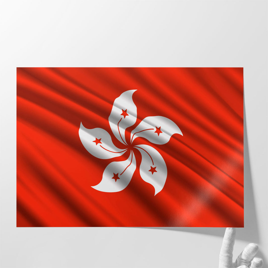 Hong Kong Flag Waving - Canvas Print Wall Art