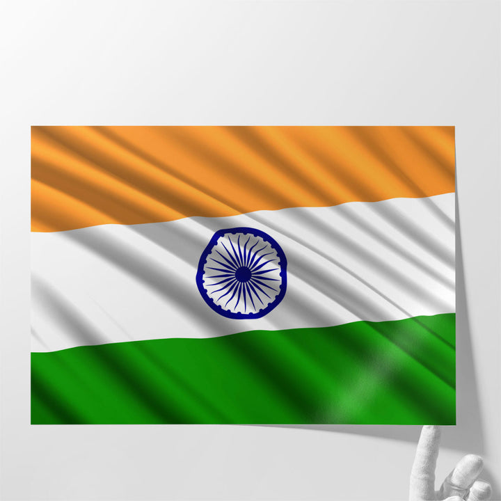 India Flag Waving - Canvas Print Wall Art