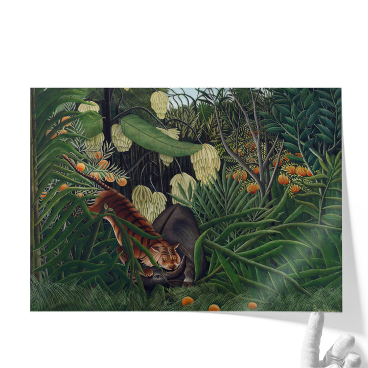 Fight between a Tiger and a Buffalo, 1908 - Canvas Print Wall Art