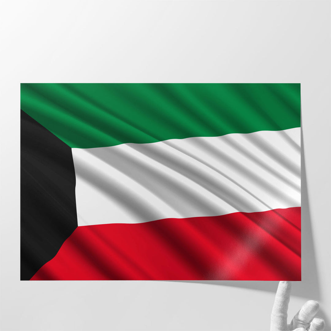 Kuwait Flag Waving - Canvas Print Wall Art