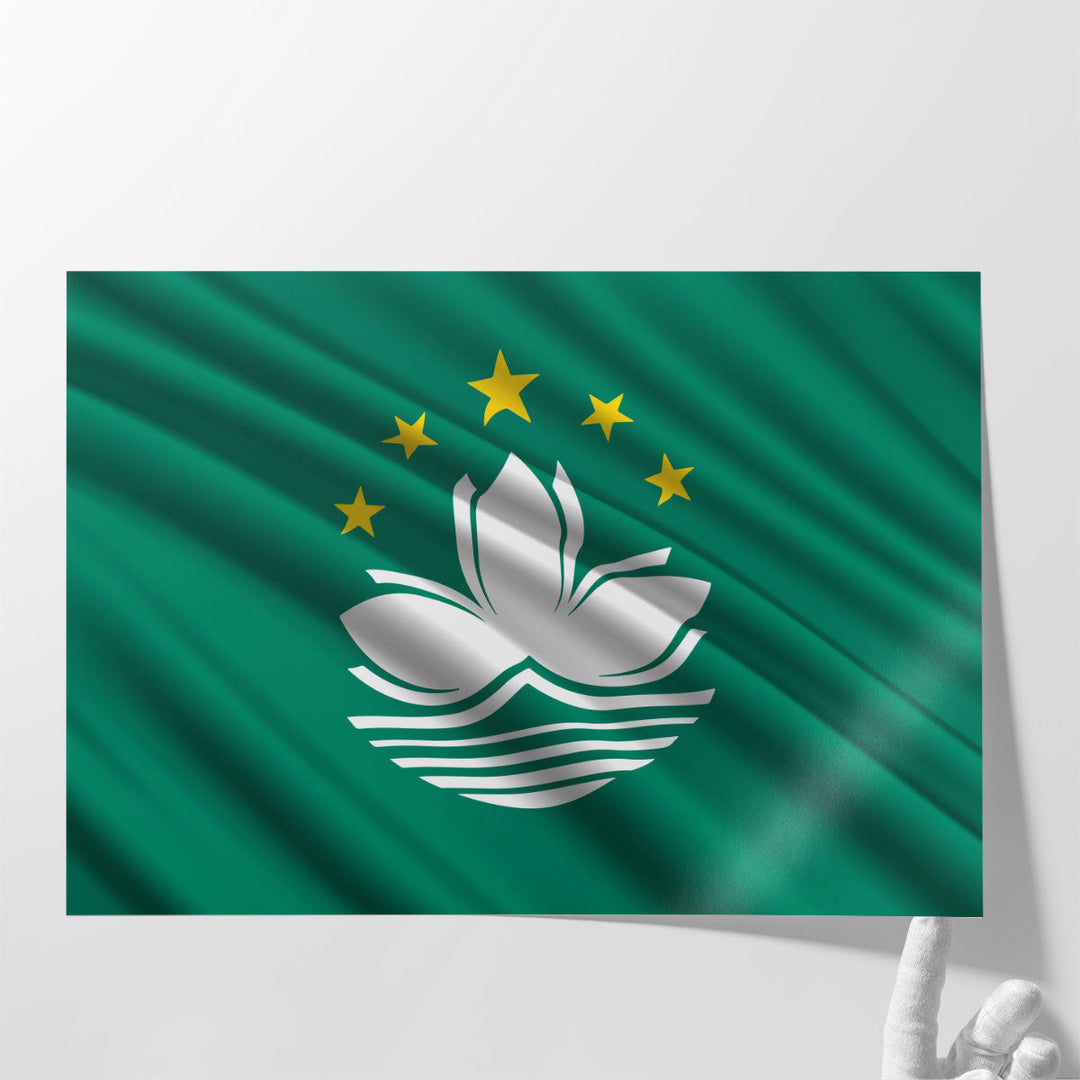 Macau Flag Waving - Canvas Print Wall Art