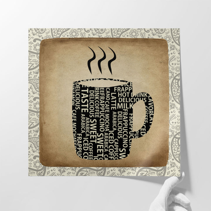 Coffee Paisley 1 - Canvas Print Wall Art