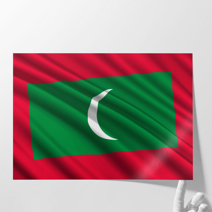 Maldives Flag Waving - Canvas Print Wall Art