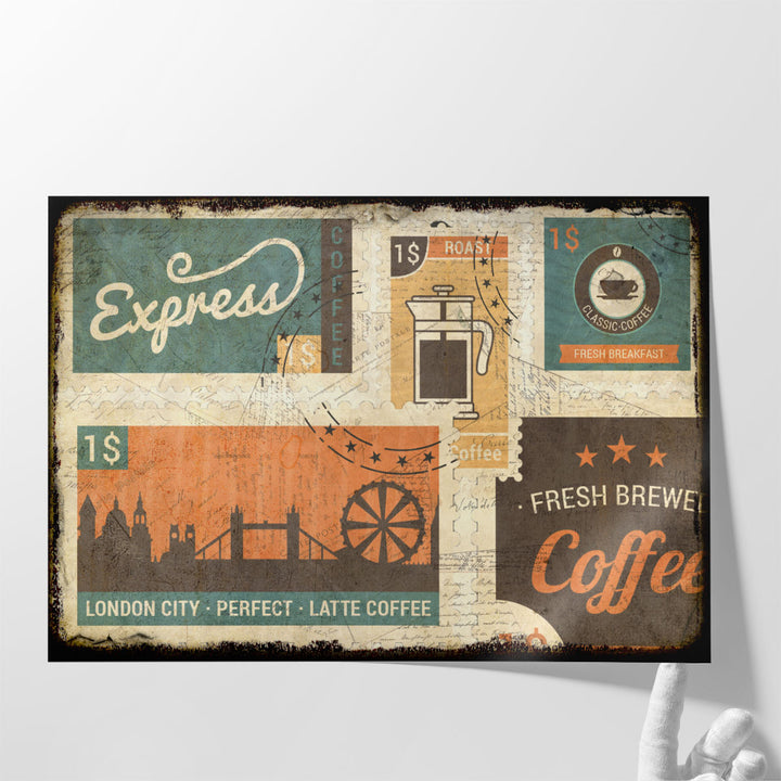 Coffee Stamps 1 - Canvas Print Wall Art