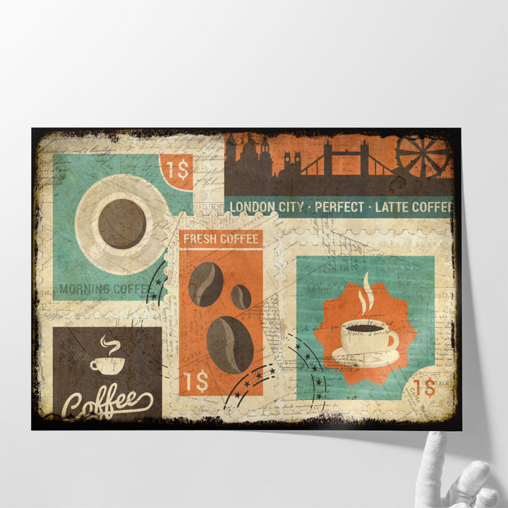 Coffee Stamps 2 - Canvas Print Wall Art