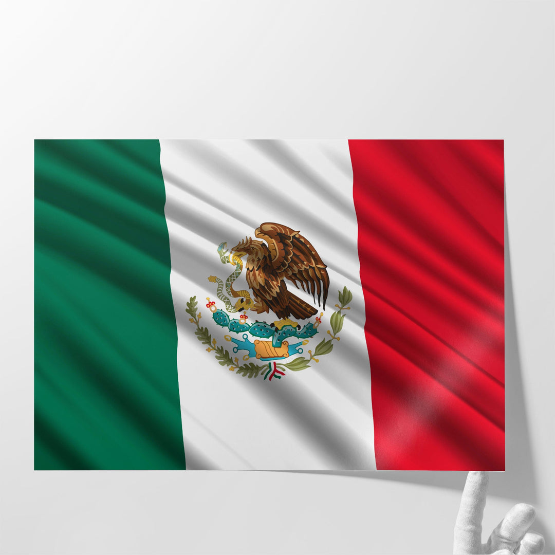 Mexico Flag Waving - Canvas Print Wall Art