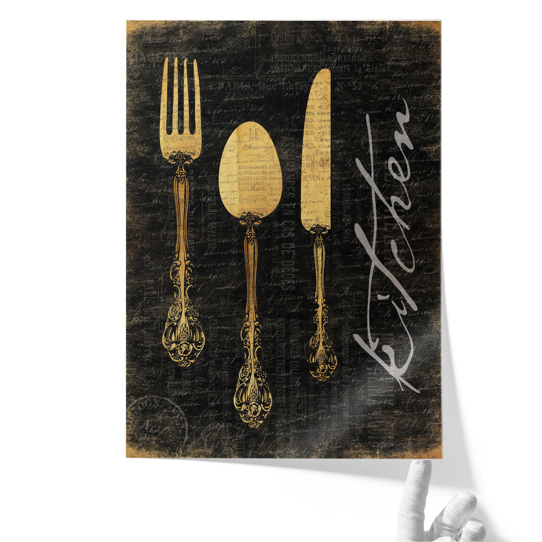 Golden Utensils - Canvas Print Wall Art