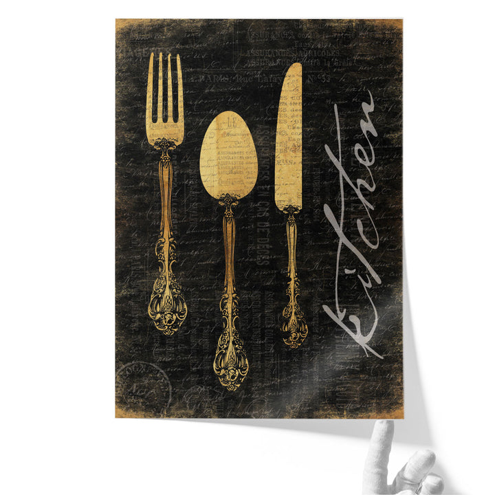 Golden Utensils - Canvas Print Wall Art