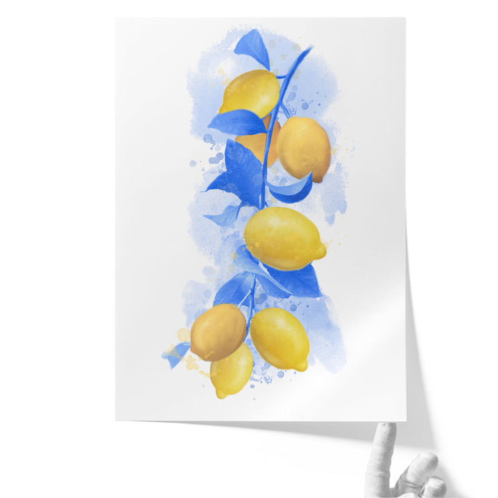 Providence Lemon Branch Blue Leaves - Canvas Print Wall Art