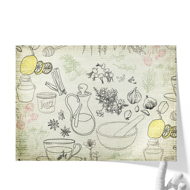 Lemon Tea and Herbs - Canvas Print Wall Art
