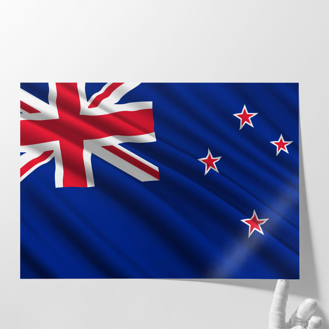 New Zealand Flag Waving - Canvas Print Wall Art