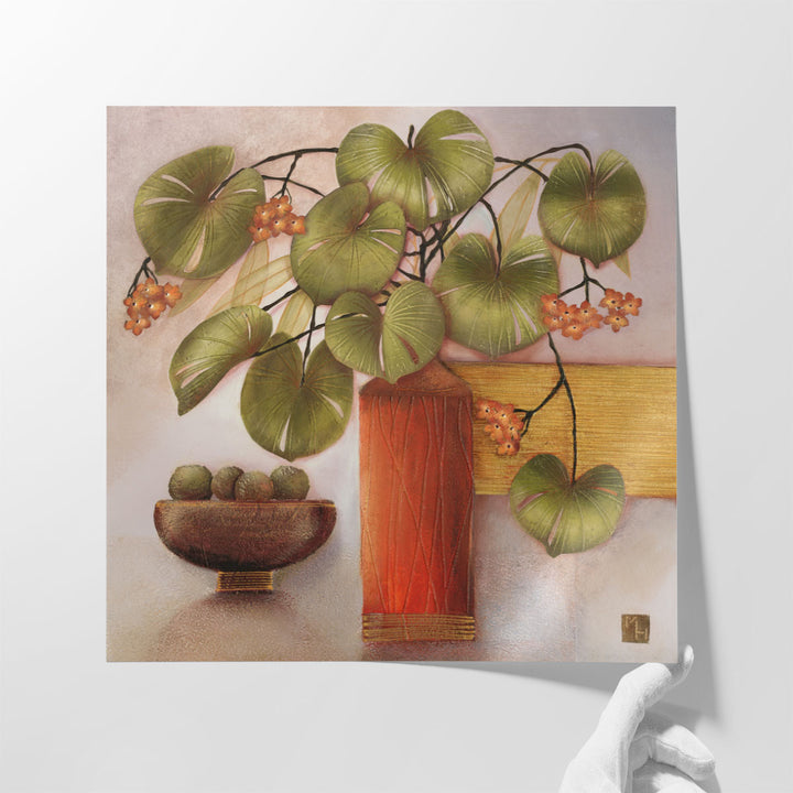 Passion Fruit And Vase - Canvas Print Wall Art