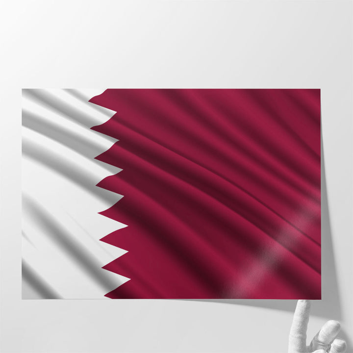 Qatar Flag Waving - Canvas Print Wall Art