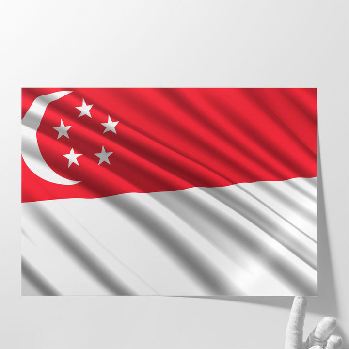 Singapore Flag Waving - Canvas Print Wall Art