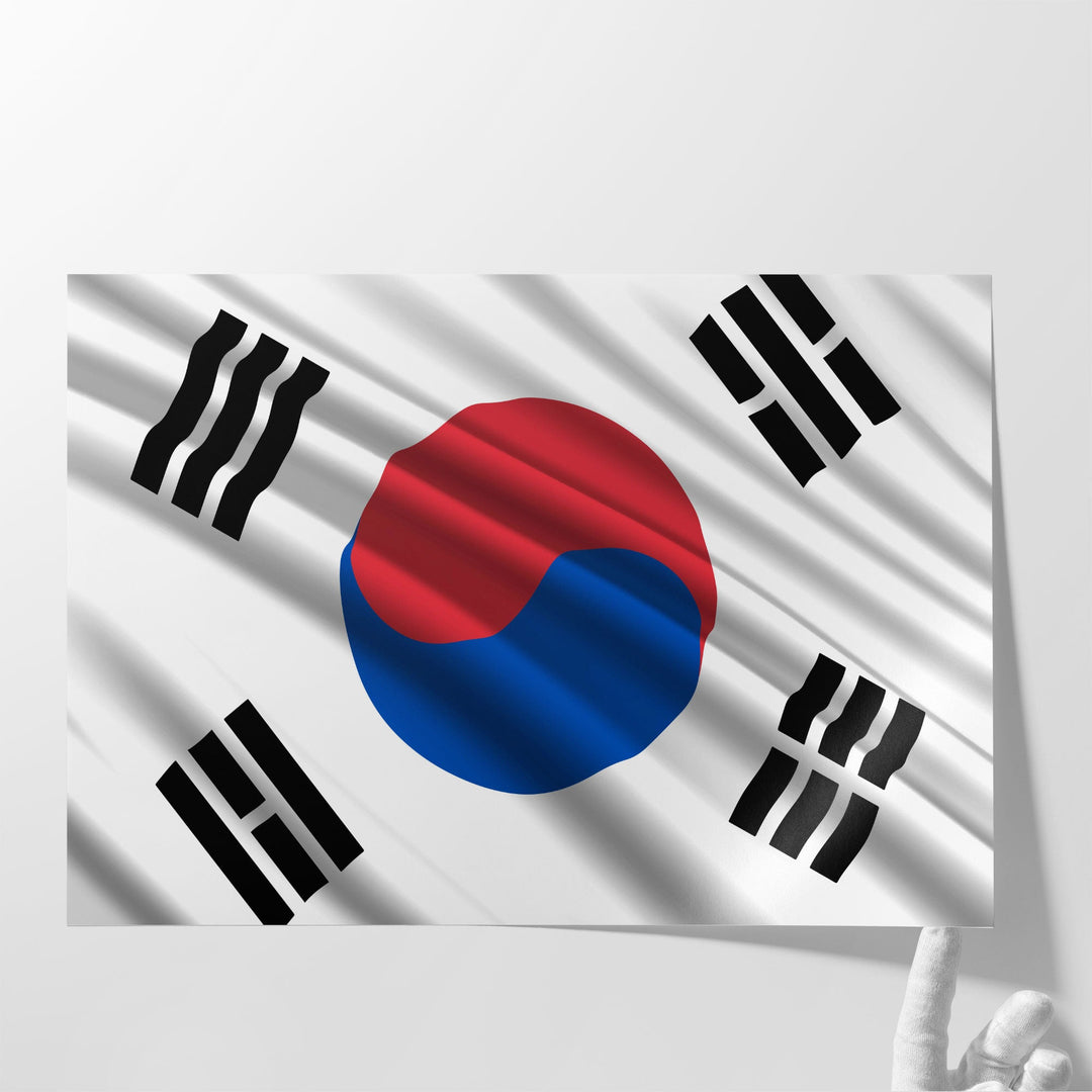 South Korea Flag Waving - Canvas Print Wall Art
