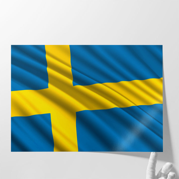 Sweden Flag Waving - Canvas Print Wall Art